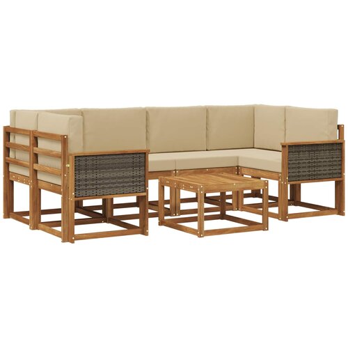 vidaXL Zunanja garnitura za sedenje z blazino 5 pcs Naravna, (5000279673) Cene