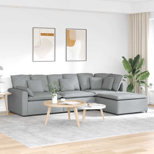  Modularna sofa s podnožjem i jastucima, tkanina, svijetlo siva Cene