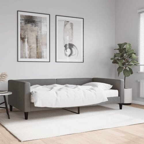 VidaXL Dnevni krevet s madracem tamnosivi 100 x 200 cm od tkanine Slike