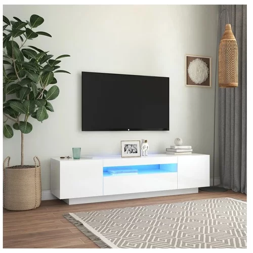  TV omarica z LED lučkami visok sijaj bela 160x35x40 cm