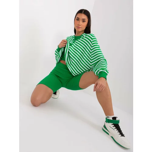 Fashion Hunters Green and white women's casual set with cycling shoes