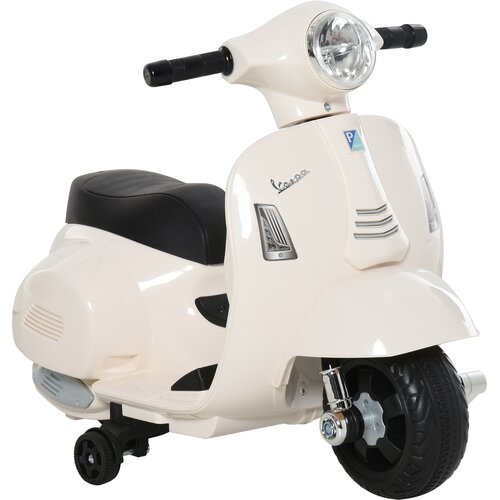 HOMCOM Otroško električno motorno kolo z uradnim dovoljenjem Vespa, baterija 6V, luči in rog, za otroke 18-36 mesecev, belo, 66,5x38x52cm, (20744879) Cene