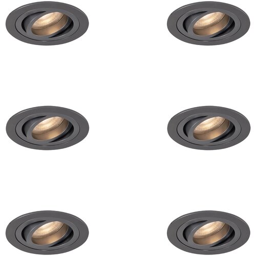 QAZQA Komplet 6 Moderni vgradni reflektor bronasto-sive barve GU10 50 mm okrogel nagibni - Rondoo Cene