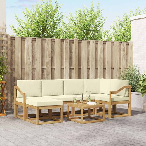  Set vanjskih sofa 7 kom. Bijela i krem Čvrsto drvo akacije Cijene