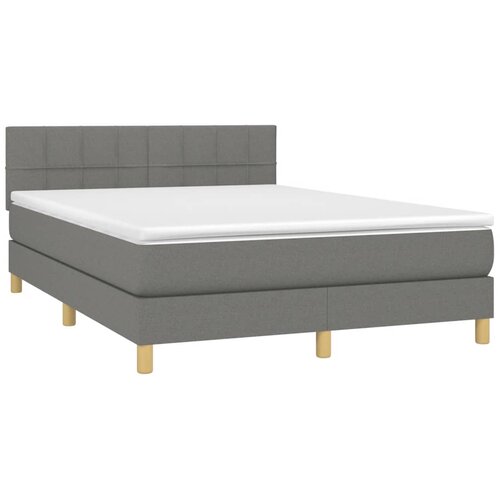  Krevet s oprugama i madracem tamnosivi 140x190 cm od tkanine Slike