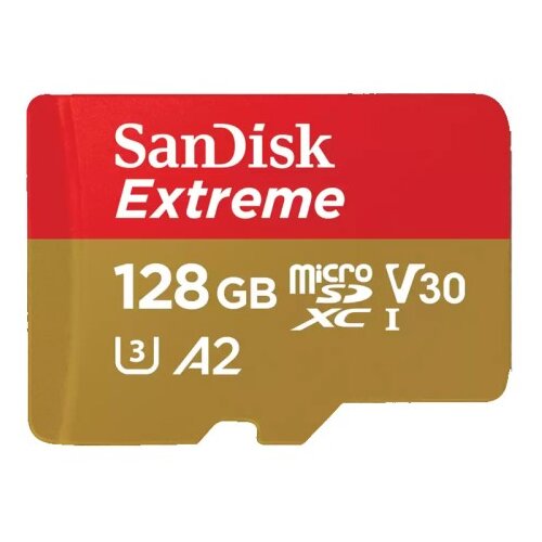 San Disk Extreme microSDXC 128GB Class 10 UHS-I U3 V30 A2 4K UHD SD adapter SDSQXAA-128G-GN6MA spominska kartica Cene