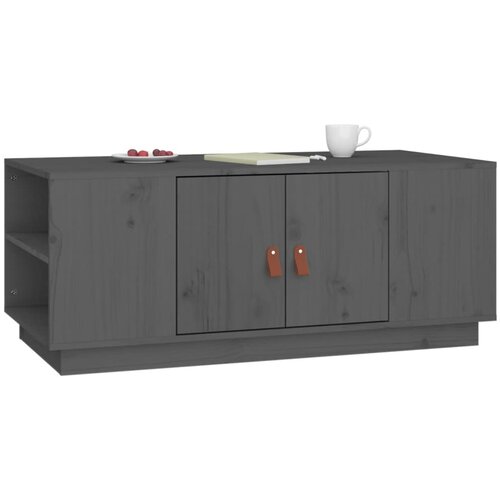 Stolić za kavu sivi 100 x 50 x 41 cm od masivne borovine Slike