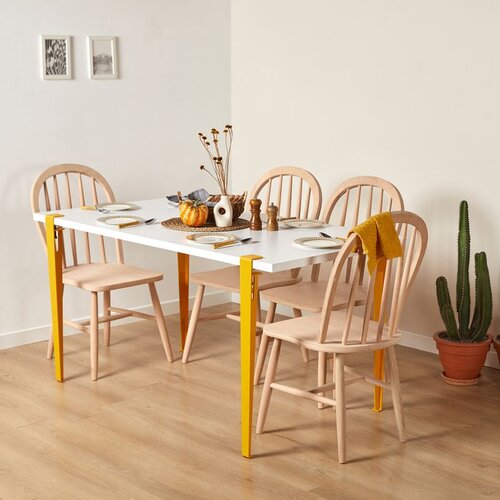 Hanah home Pineios - White Yellow WhiteYellow Dining Table Cene