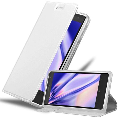 Cadorabo Ohi&scaron;je, združljivo z Nokia Lumia 1020 v klasično srebrno - Za&scaron;čitni ovitek z magnetnim zapiranjem, stoječo funkcijo in režo za kartice, (20561317) Cene