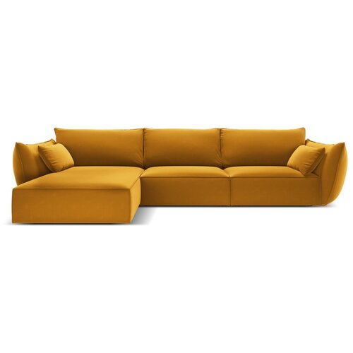 Mazzini Sofas Gorčično rumena žametna kotna sedežna garnitura z ležalnikom (levi kot) Vanda &amp;ndash; Slike
