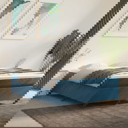 VidaXL Okvir za krevet s oprugama tamnoplavi 140x190 cm bar&amp;scaron;unasti Slike