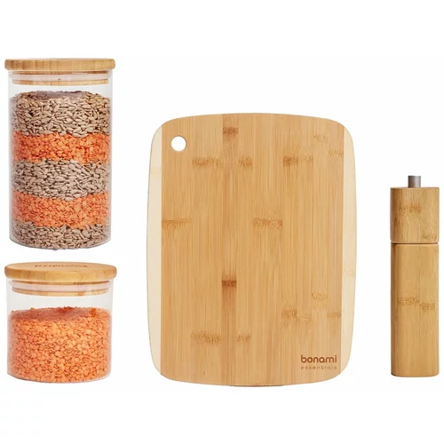 Bonami Essentials Komplet mlinčka, deske in posod za shranjevanje živil 4 ks –