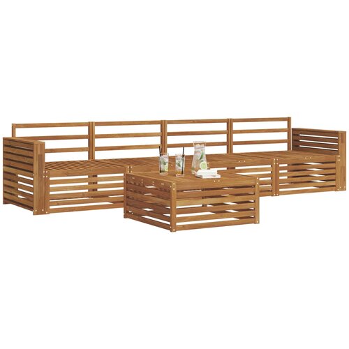  Set vanjskih sofa 5 kom. Prirodna Čvrsto drvo akacije Slike