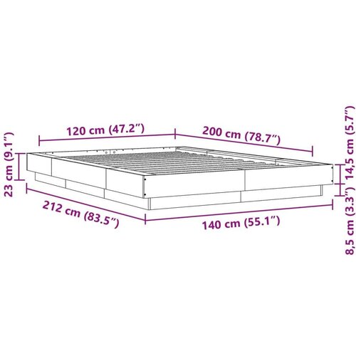  Okvir za krevet boja hrasta 120 x 200 cm od konstruiranog drva Slike