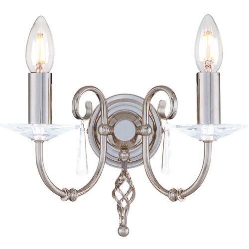 Elstead Lighting Elstead Aegean Stenska svetilka za notranjo uporabo s svečo, 2 žarnici, polirani nikelj, E14, (22099230) Cene