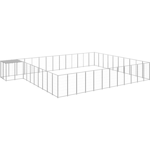 vidaXL Pasji boks srebrn 37,51 m&sup2; jeklo - - Srebrna - 75.4 - 37.51 m&sup2; - Cene