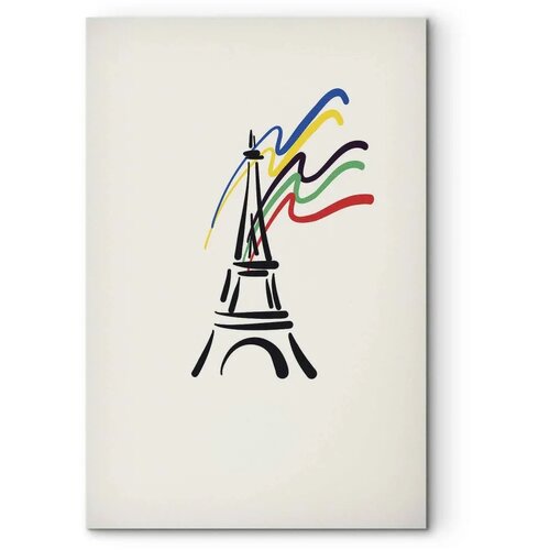 Slika - Eiffel Tower and Colorful Ribbons 60x90 Na talijanskom platnu Slike