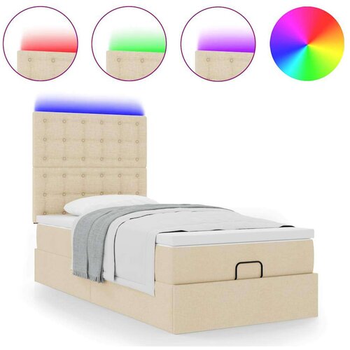 VidaXL Otomanski okvir kreveta s madraca krem 90x190cm od tkanine Slike