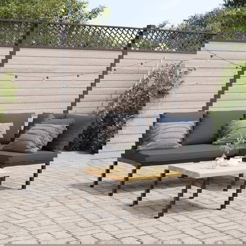  The Living Store Vrtna sedežna garnitura 3-delna z blazinami črn aluminij - Vrtna Sedežna Garnitura, (21475843) Cene