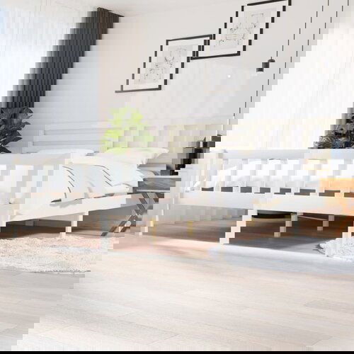 The Living Store Posteljni okvir bel iz trdnega lesa 200x200 cm - Posteljni Okvir, (21528895) Slike