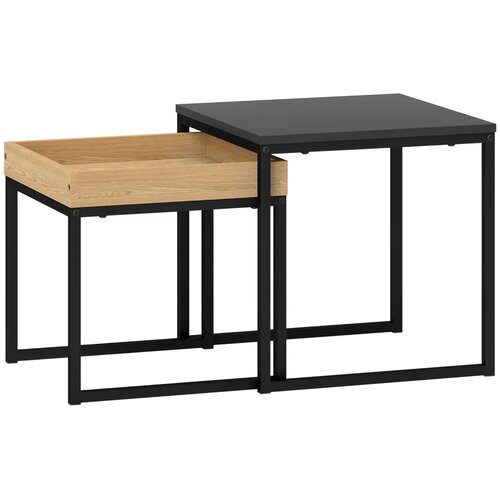  Moderni stolić za kavu  set od 2  stolić za kauč  za male prostore  kvadratni  MDF  metal  crni Cijene