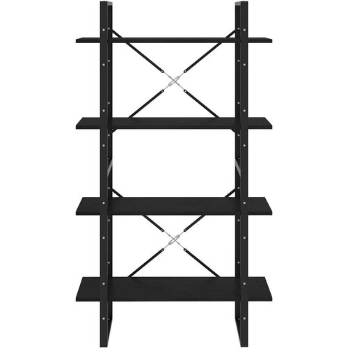VidaXL Knjižna omara 4-nadstropna črna 80x30x140 cm trdna borovina Slike