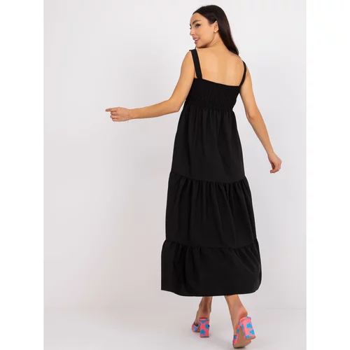 Fashion Hunters Black dress on straps with a frill RUE PARIS