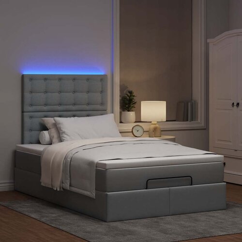 VidaXL Otomanski posteljni okvir z vzmetnico siv 120x190 cm blago Slike