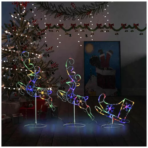  Božična leteča jelena in sani akril 260x21x87 cm večbarvno