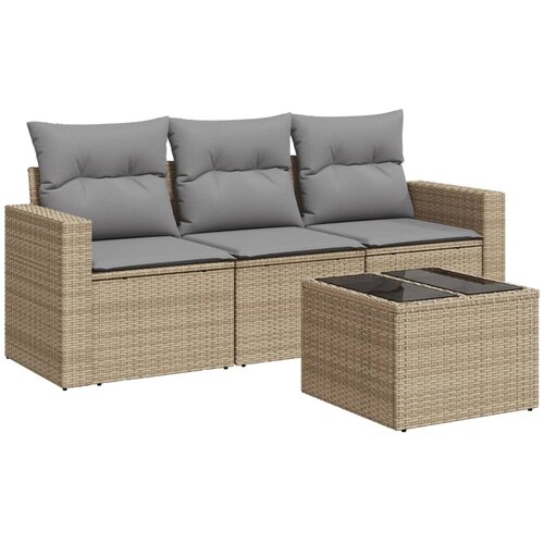 vidaXL 4-dijelni set vrtnih sofa s jastucima bež od poliratana Cijene