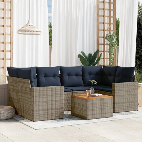 vidaXL 7-dijelni set vrtnih sofa od poliratana s jastucima sivi Cijene