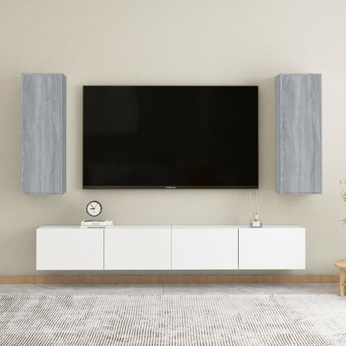 VidaXL TV omarica 2 kosa siva sonoma 30,5x30x90 cm konstruiran les Slike