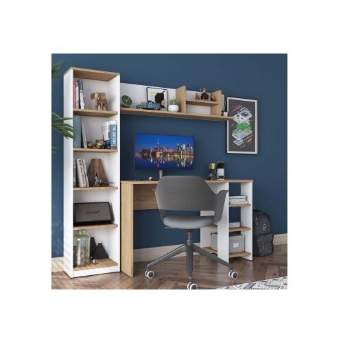 Hanah home Hanah kućni radni sto HA125-3428, 160x161.8x45 cm, Orah-bijela Slike