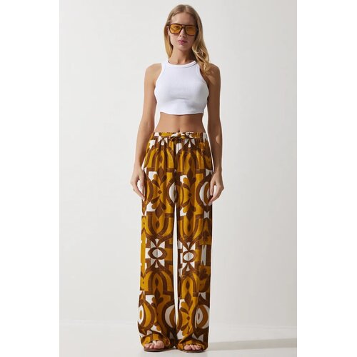  ženske mustard &amp;scaron;arene lepr&amp;scaron;ave viskoza regular fit pantalone EN00606, hardal / žuta Slike