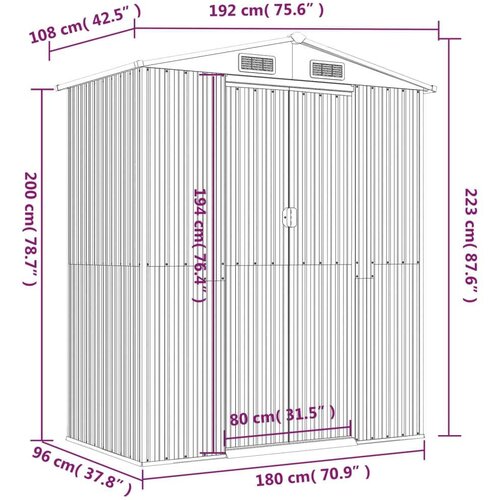 VidaXL Vrtna lopa svetlo rjava 192x108x223 cm pocinkano jeklo Slike