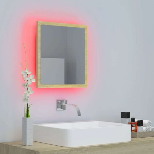 VidaXL lED kupaonsko ogledalo boja hrasta sonome 40 x 8,5 x 37 cm drvo Slike
