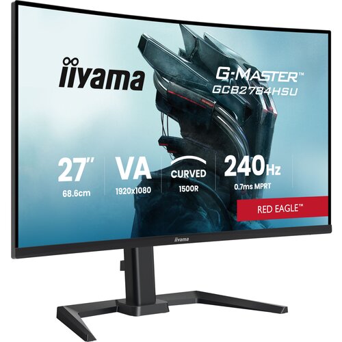 Iiyama gaming monitor 27 inch va panel curved 1500R g master red eagle freesync premium 1920x1080 165Hz 250 cd m2 displayport 2xHDMI 1ms mprt speakers usb 2x 2.0 black tuner height adjustable stand GCB2784HSU-B1 Slike