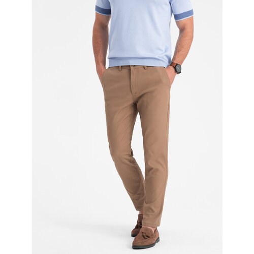 Ombre Men's SLIM FIT chino pants - light brown Cene