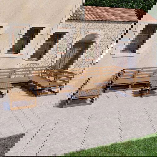  Vrtna sedežna garnitura 9-delna medeno rjava trdna borovina, (20972032) Cene