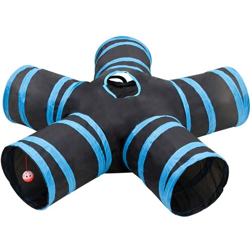 VidaXL Tunel za mačke s 5 smjerova crno-plavi 25 cm poliesterski Slike