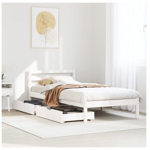 VidaXL Okvir kreveta bez madraca bijeli 75 x 190 cm masivna borovina Slike