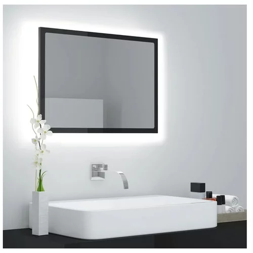  LED kopalniško ogledalo visok sijaj sivo 60x8,5x37 cm