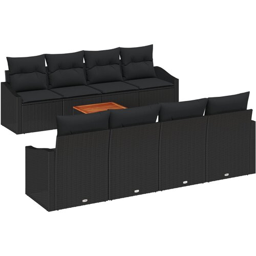 vidaXL Set vrtnih sofa od 7 dijelova s jastučićima Crna Poli ratan Akacija Cijene