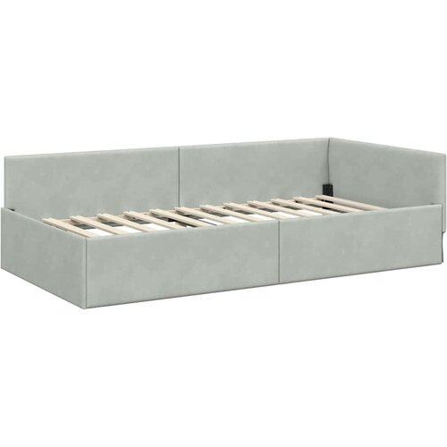  Kutni krevetni okvir s madracem 2 kom. Svjetlosiva 90 x 190 cm Slike