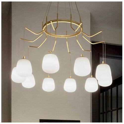 Ideal Lux LED luster KAROUSEL na sajli, 10xG9/3W/230V, prečnik 82,5 cm, mesing Slike