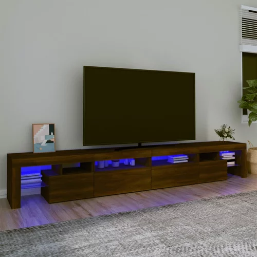 vidaXL TV omarica z LED lučkami rjav hrast 280x36,5x40 cm