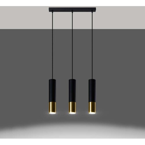  Sollux SL.0954 - Luster na sajli LOOPEZ 3xGU10/10W/230V crna/zlatna Slike