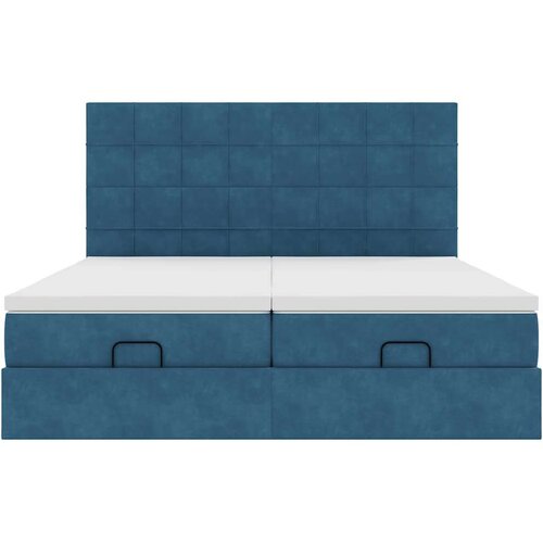 VidaXL otomanski okvir kreveta s madracima plavi 200x200cm bar&amp;scaron;unasti Slike
