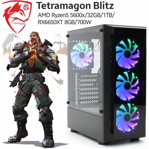TETRAMAGON gaming racunar blitz amd ryzen 5, 5600, 32 gb, 1 tb, RX6650XT 8 gb, 700 w, crni Cene