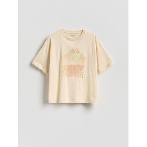 Reserved Ležerni t-shirt s printom - boja kože Cene